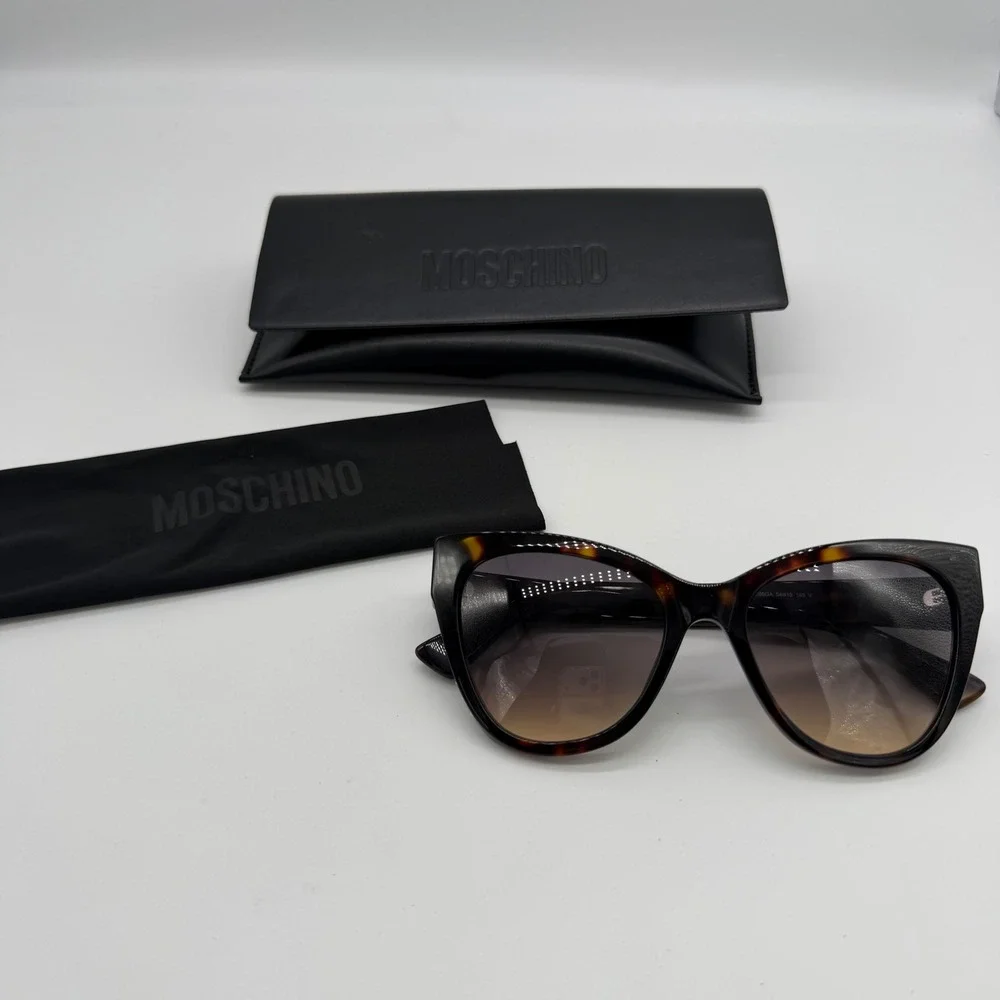 Moschino Cat Eye Sunglasses Dark Havana Tortoise MOS056/S 086GA NWOT